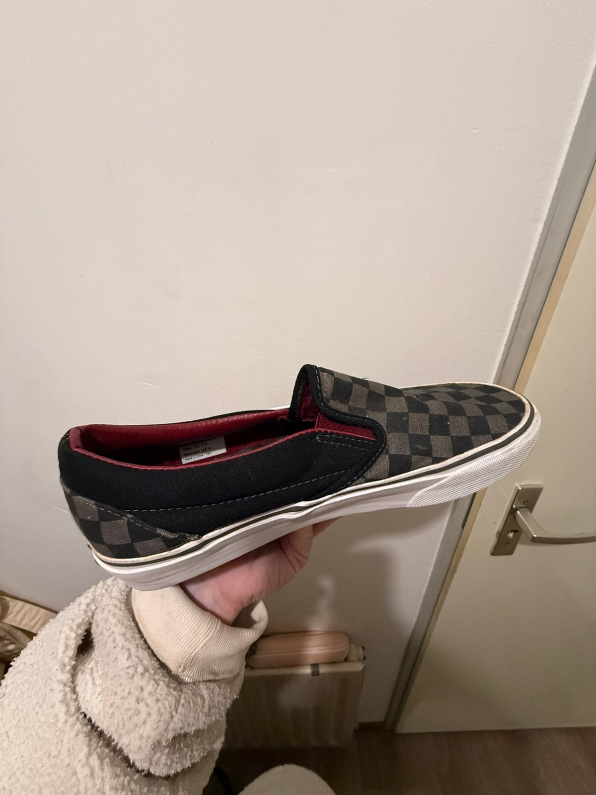Vans Slip-On Checkerboard Sneakers, Zwart, Ophalen of Verzenden, Sneakers of Gympen, Zo goed als nieuw