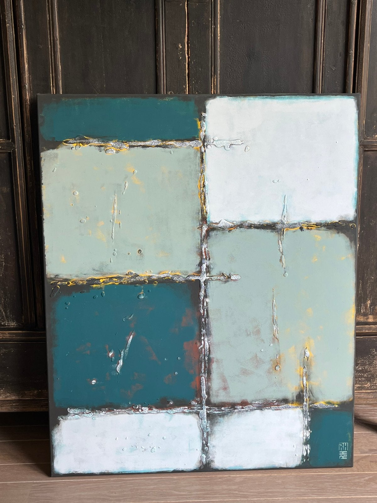 Kunstwerk van Ronald Hunter, Rotterdam, Overig onderwerp, Op houten frame, Ophalen of Verzenden, Overige materialen