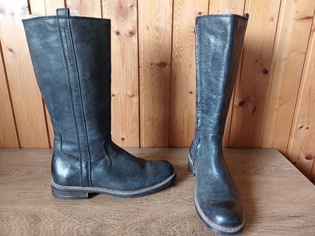 Toffe zwarte gevoerde leren laarzen mt 39 merk Gattino, Hoge laarzen, ., Zwart, Ophalen of Verzenden