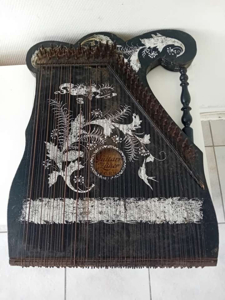 Antieke Citer / Harp - Decoratief Muziekinstrument, Ophalen of Verzenden, Gebruikt, Citer