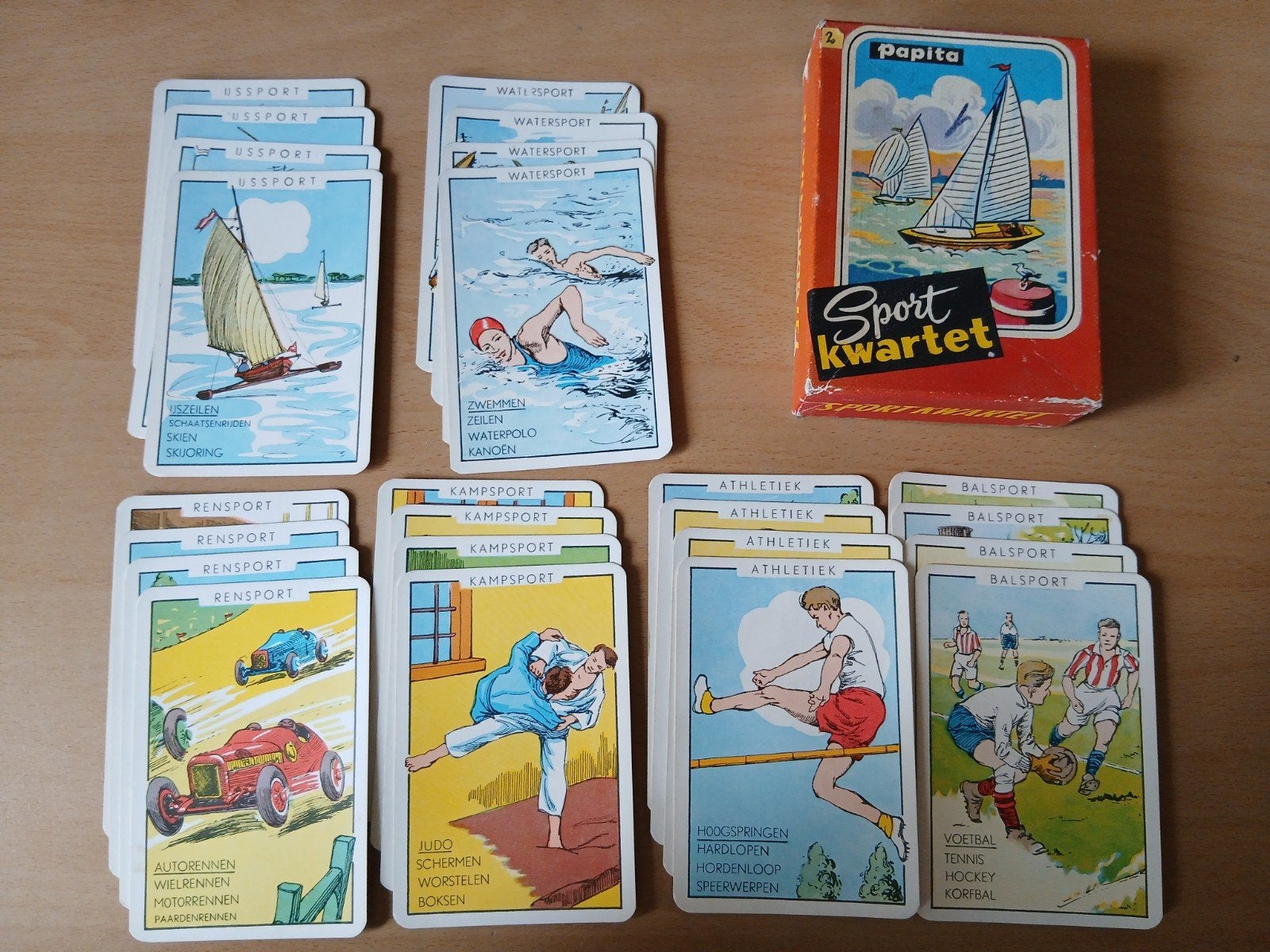 Vintage Papita Sportkwartet (jaren 50/60) kaarten zeer goed, Ophalen of Verzenden, Gebruikt, Kwartet(ten)