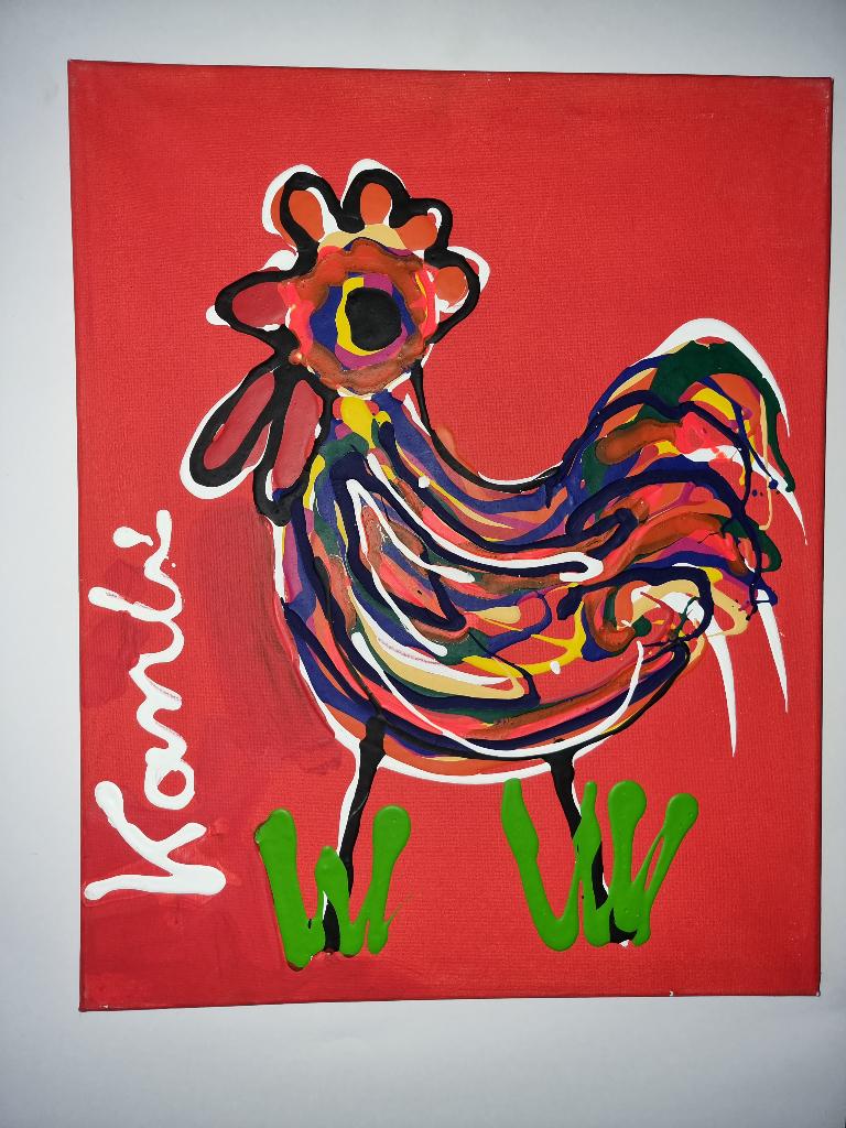 Origineel Jacob kanbier Haantje op doek, Antiek en Kunst, Ophalen