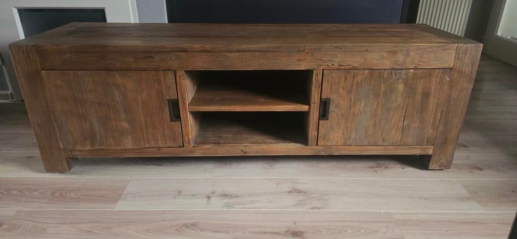 Houten TV meubel - 160 cm breed - Zeer goede staat, Ophalen, 150 tot 200 cm, Zo goed als nieuw, Minder dan 100 cm