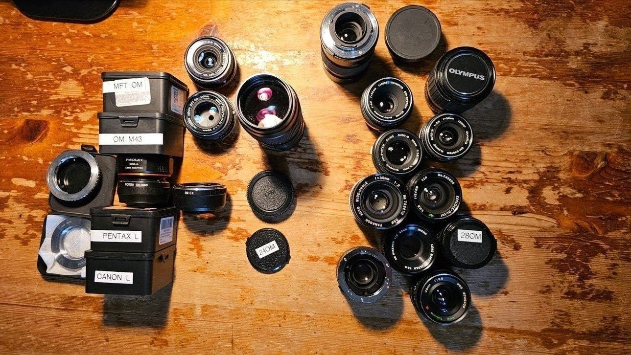 Pentax OM Canon MFT L mount lenzen en adaptor, Ophalen of Verzenden