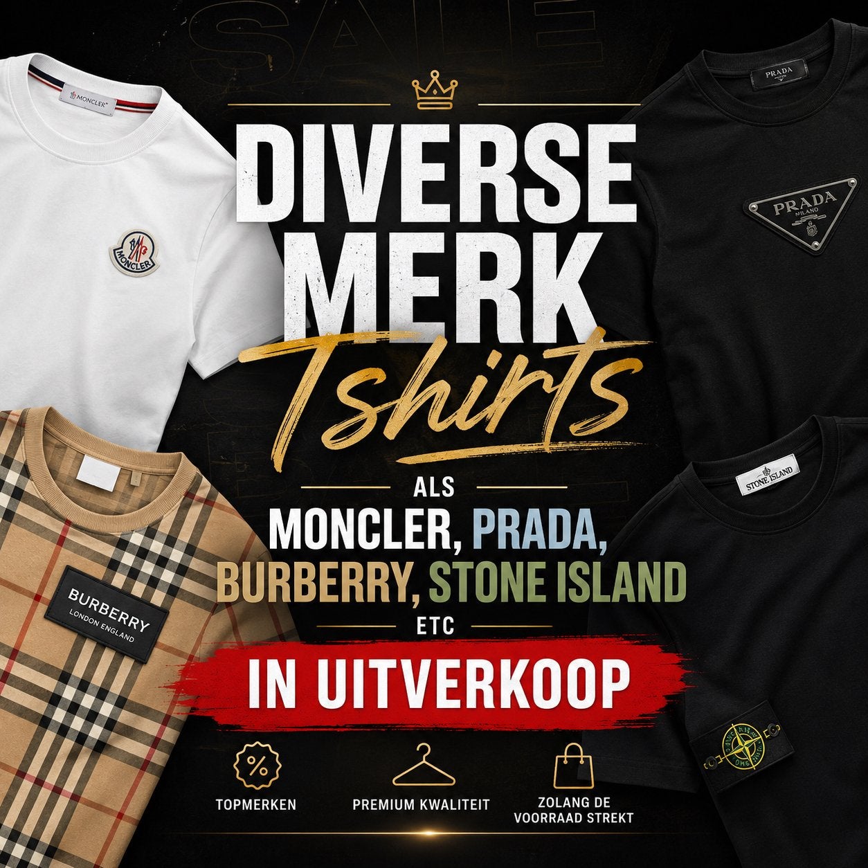 Moncler, prada, burbery, palm, stone t shirts, Kleding | Heren, T-shirts, Ophalen of Verzenden, Nieuw, Overige maten, Overige kleuren