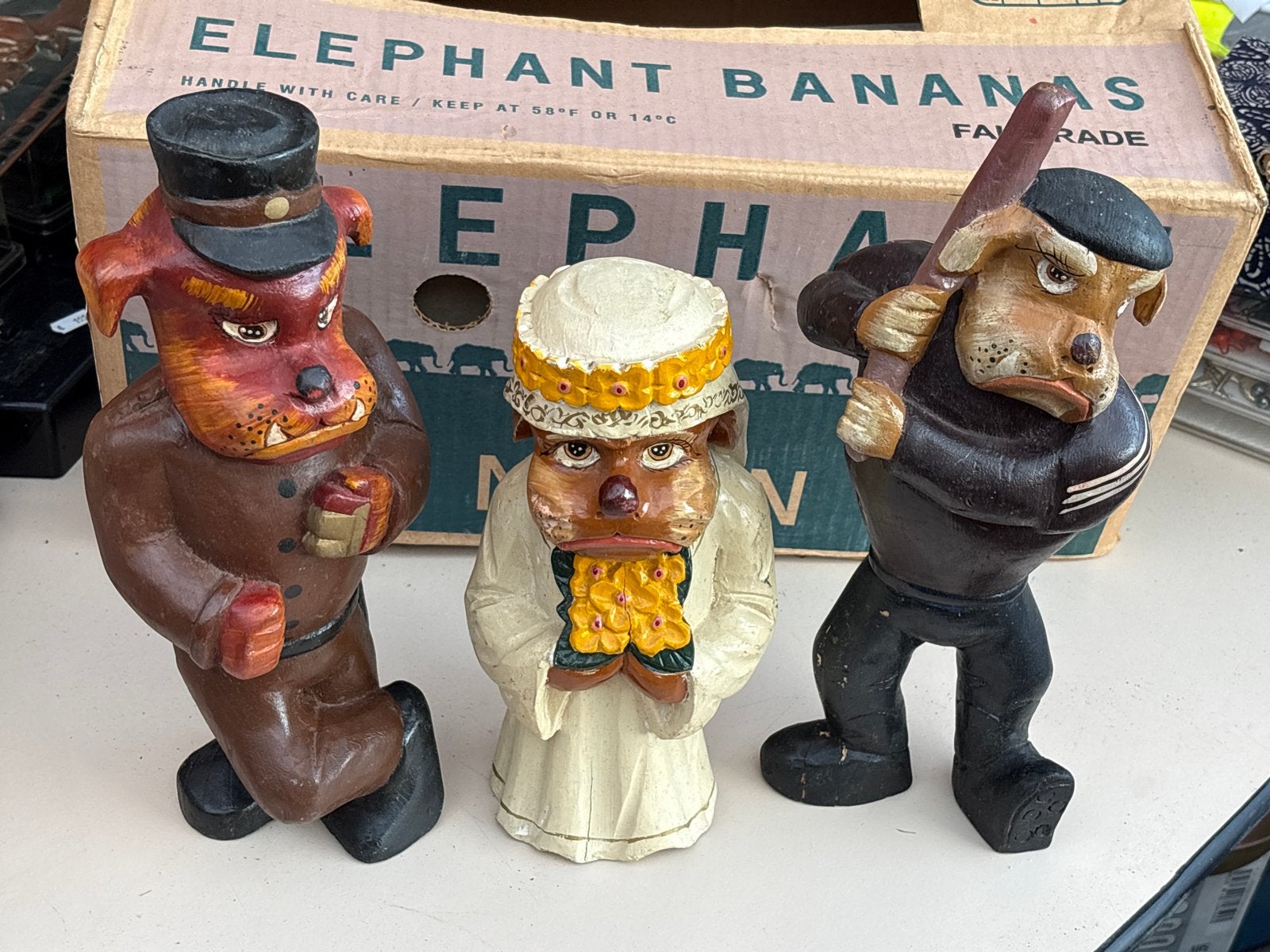 Vintage Hondenbeeldjes - Unieke Decoratieve Set, Ophalen of Verzenden, Gebruikt, Dier