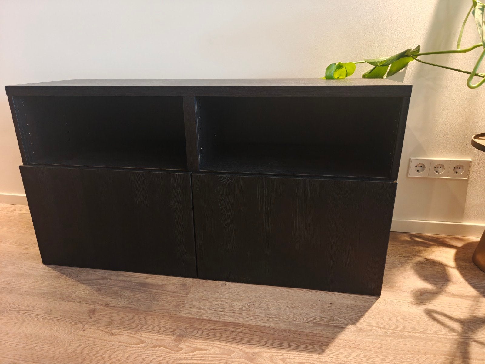 IKEA Zwart dressoir met lades en open vakken, Ophalen, Gebruikt, 100 tot 150 cm, Met lade(s)