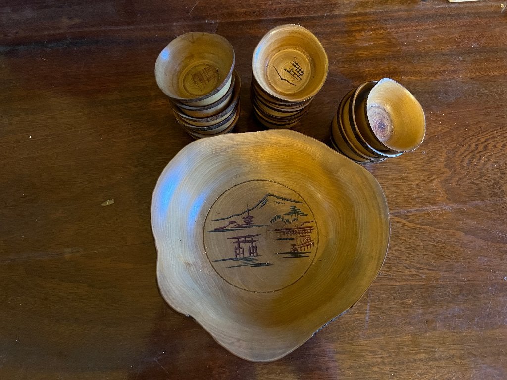 Set vintage Japanse houten kommen, Ophalen of Verzenden