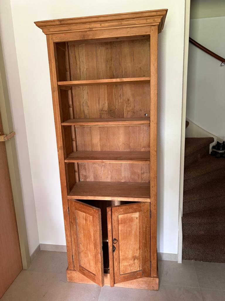 Massief houten teak kast, Huis en Inrichting, Kasten | Boekenkasten, Ophalen, 200 cm of meer, 50 tot 100 cm, Zo goed als nieuw