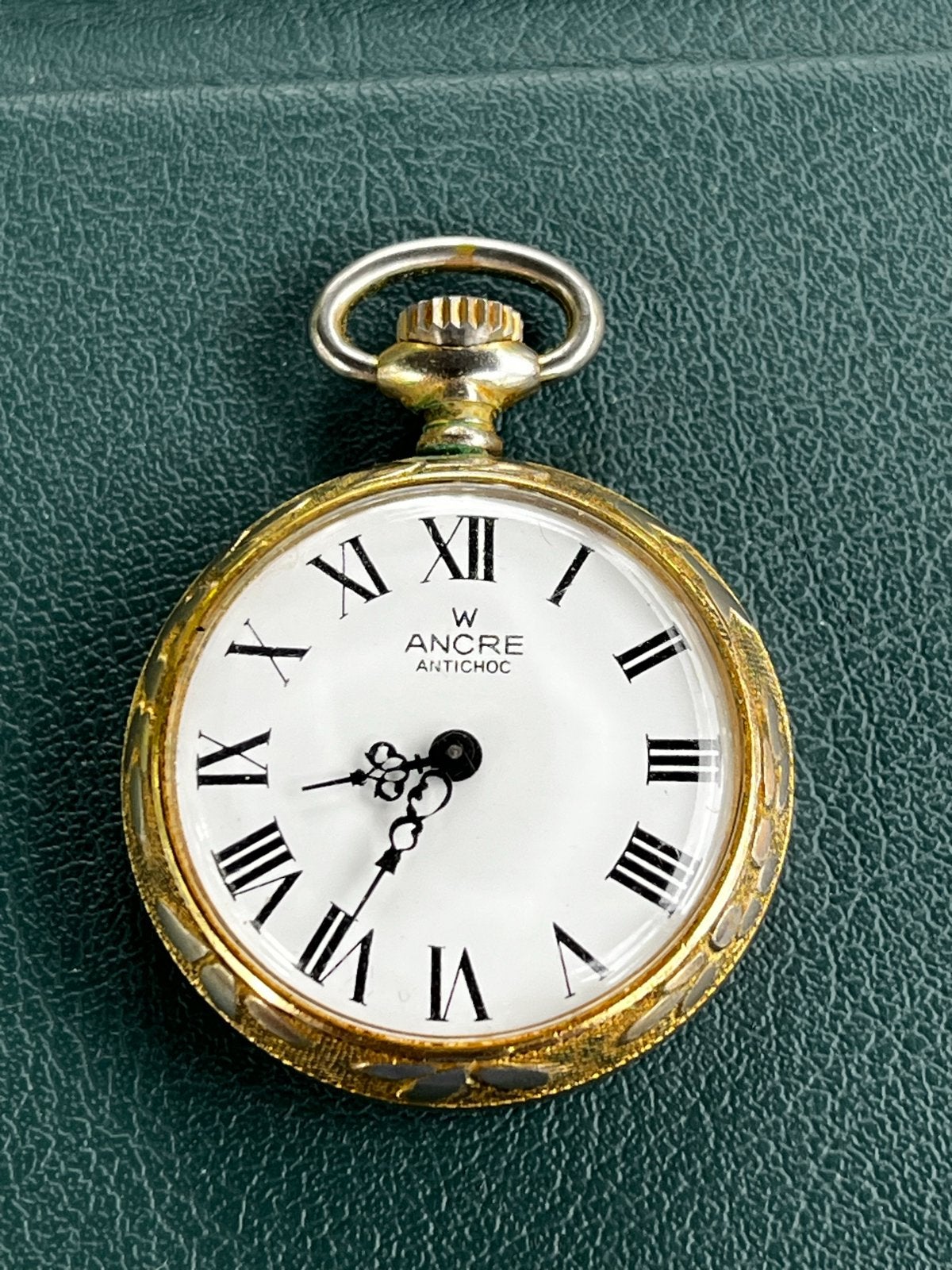 Antieke Ancre Antichoc Zakhorloge dames  met Schilderij, Overige merken, Overige materialen, Zakhorloge, Verguld