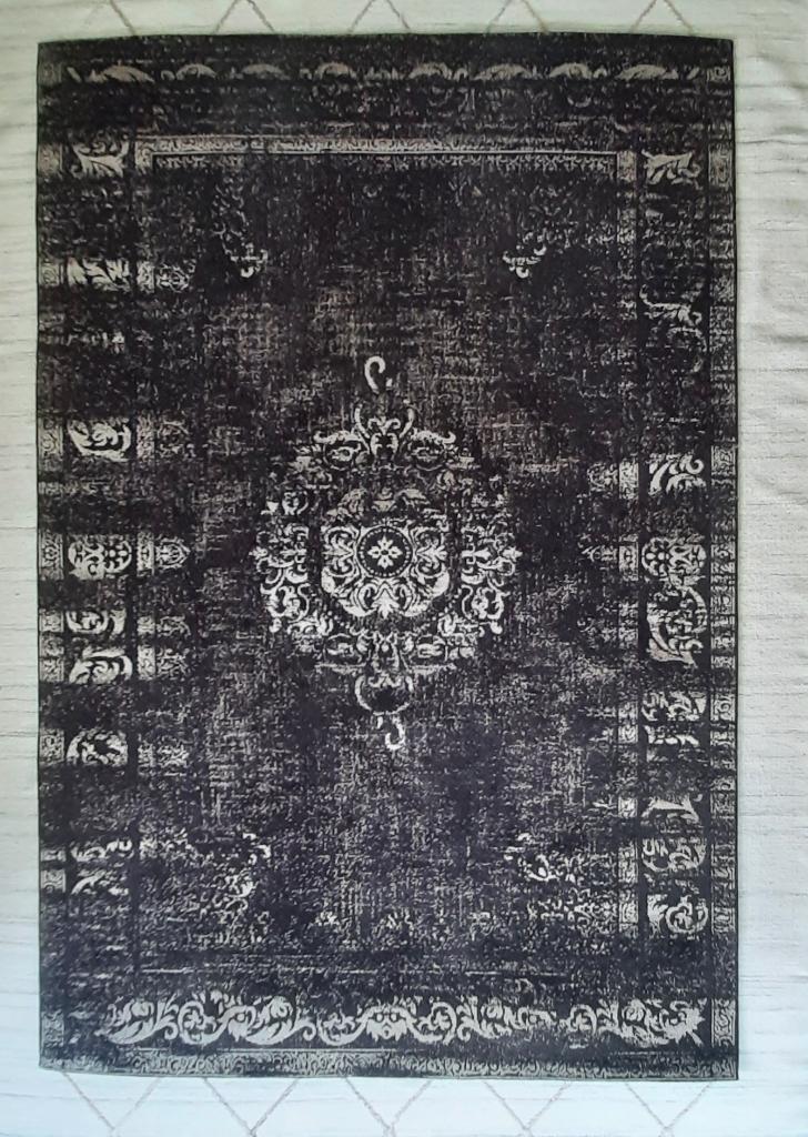 Vintage Vloerkleed Loods5, Zwart, 150 tot 200 cm, Vintage, 200 cm of meer