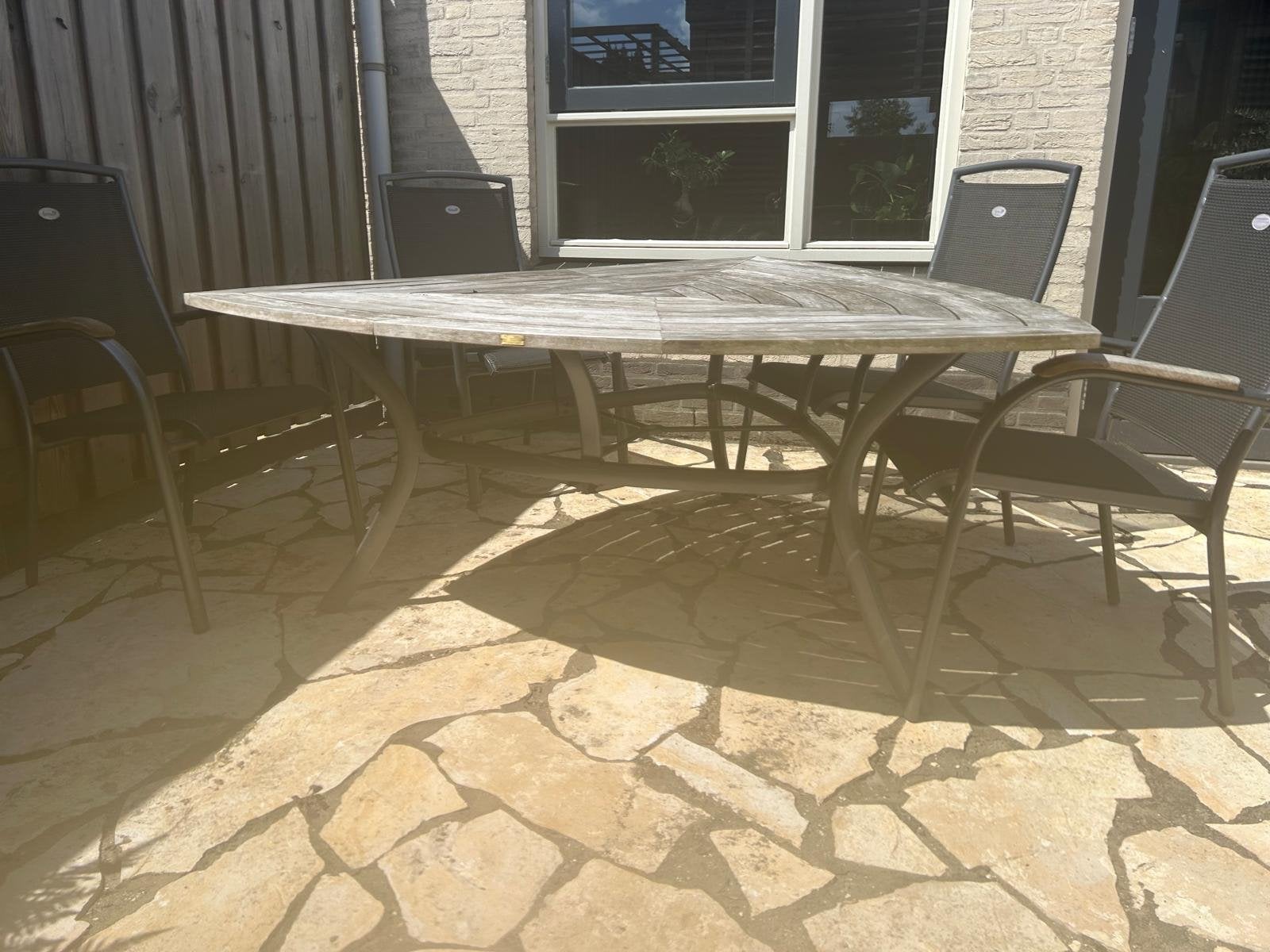 Hartman Teak Tuinset - Tafel 170cm met 6 Stoelen, Tuin en Terras, Tuinsets en Loungesets, Ophalen, Gebruikt, Eettafel, 6 zitplaatsen