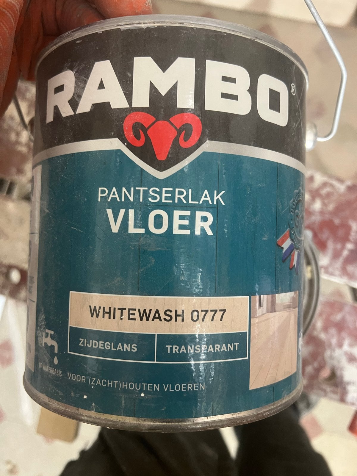 Rambo Pantserlak Vloer Whitewash 0777 Zijdeglans, Wit, Nieuw, Ophalen of Verzenden, Lak