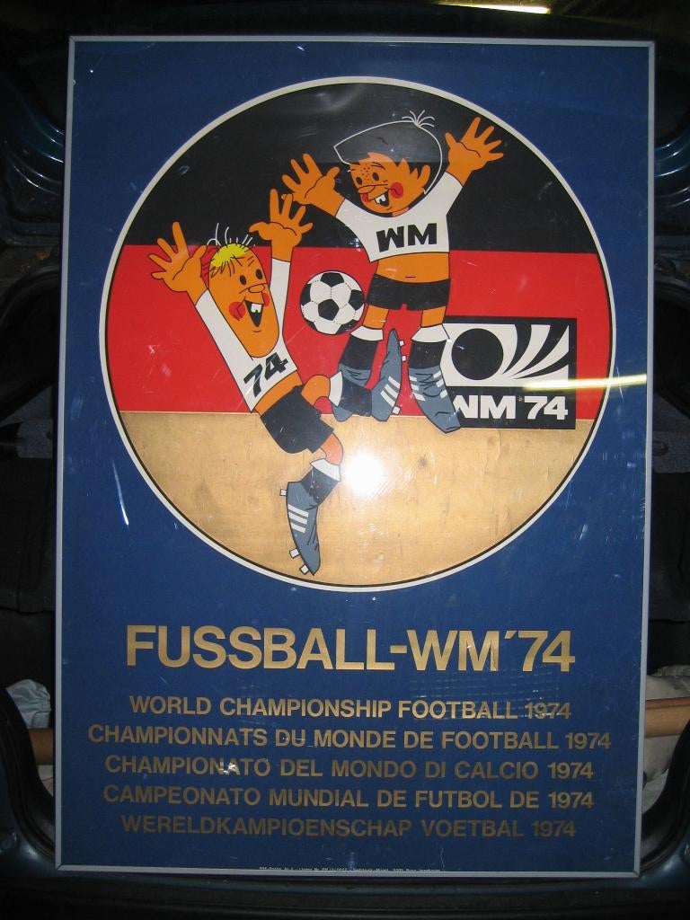 Poster WM' 74 Duitsland (Wereldkampioenschap voetbal), Verzamelen, Sportartikelen en Voetbal, Gebruikt, Poster, Plaatje of Sticker