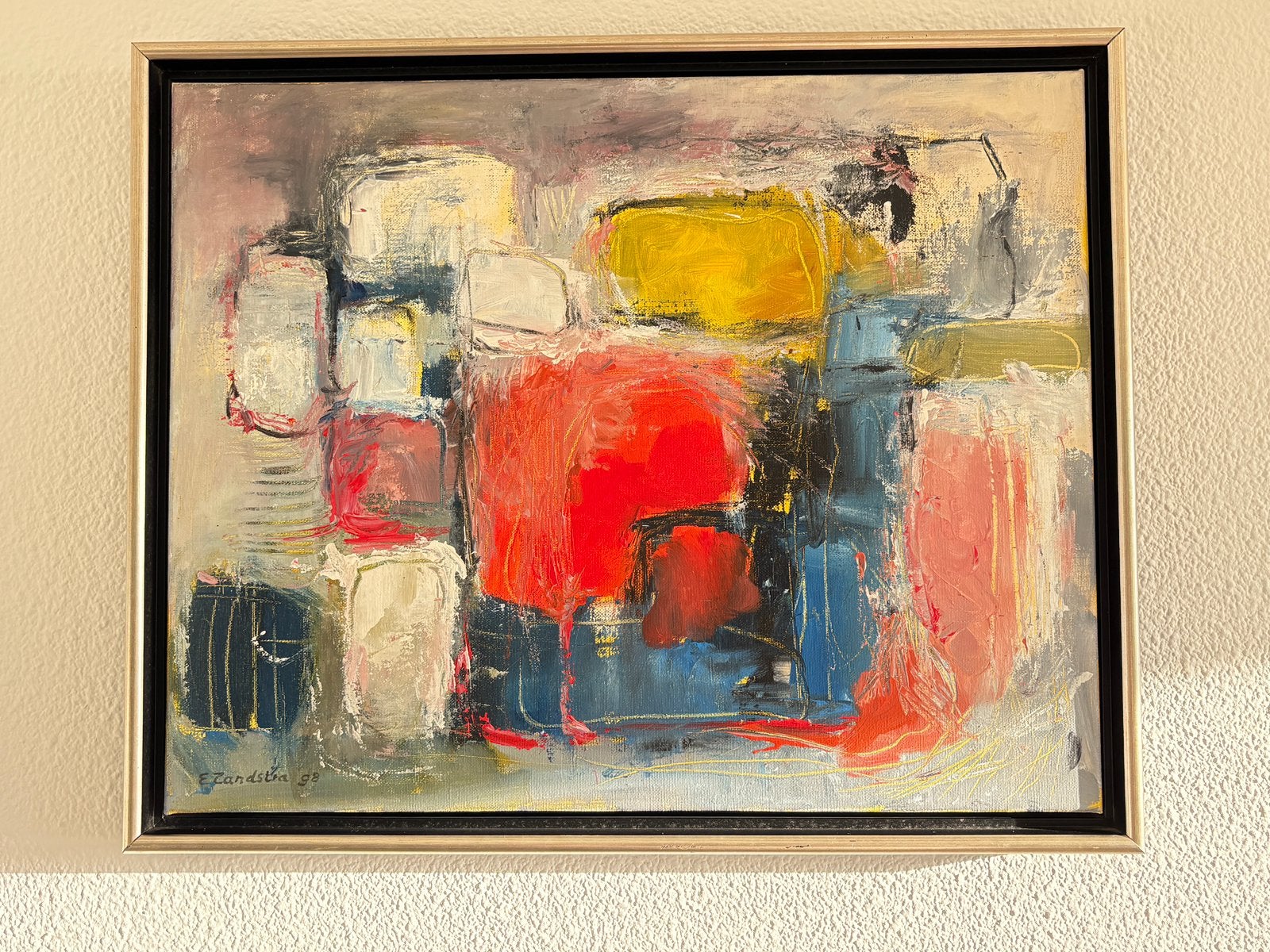 Engelina Zandstra - abstract op doek - 1998, Ophalen of Verzenden