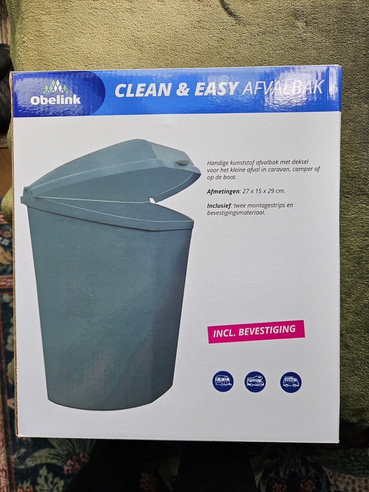 Nieuwe Obelink Clean & Easy Afvalbak met bevestiging, Ophalen, Kunststof, Nieuw, 5 – 50