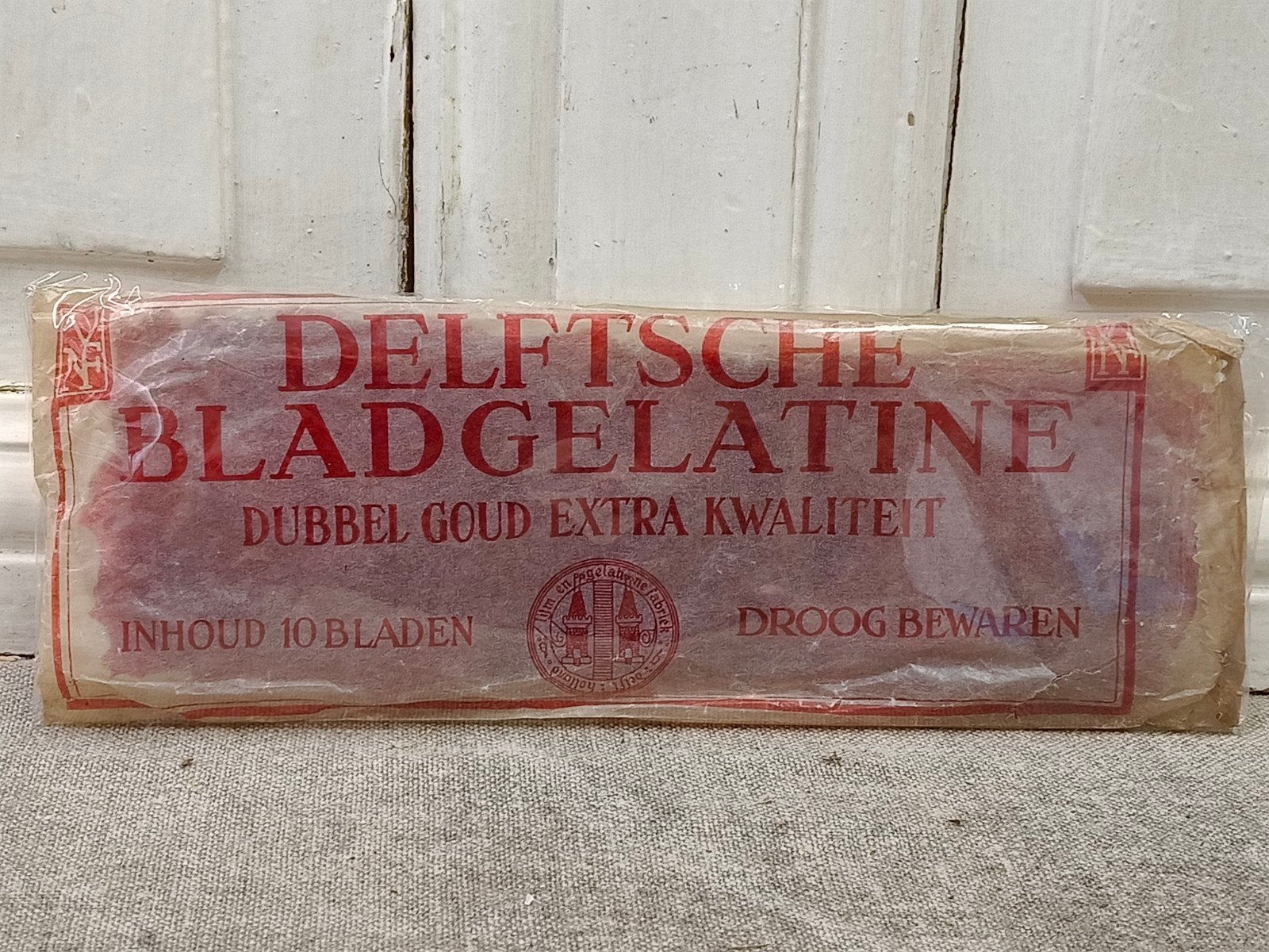 oude Delftsche blad gelatine verpakking, Verzamelen, Merken en Reclamevoorwerpen, Ophalen of Verzenden