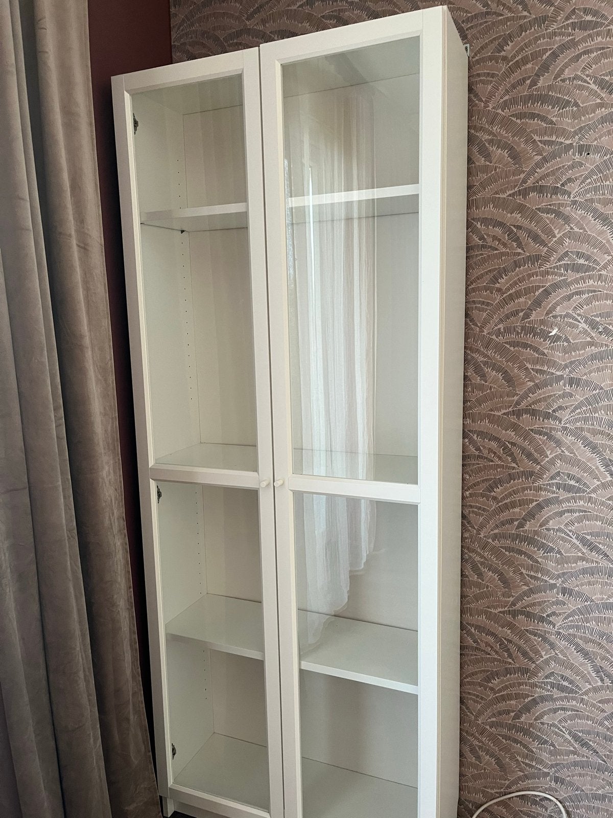 2x IKEA Billy boekenkast met Oxberg vitrinedeur (nieuwstaat), Ophalen, 100 tot 150 cm, 200 cm of meer, 25 tot 50 cm