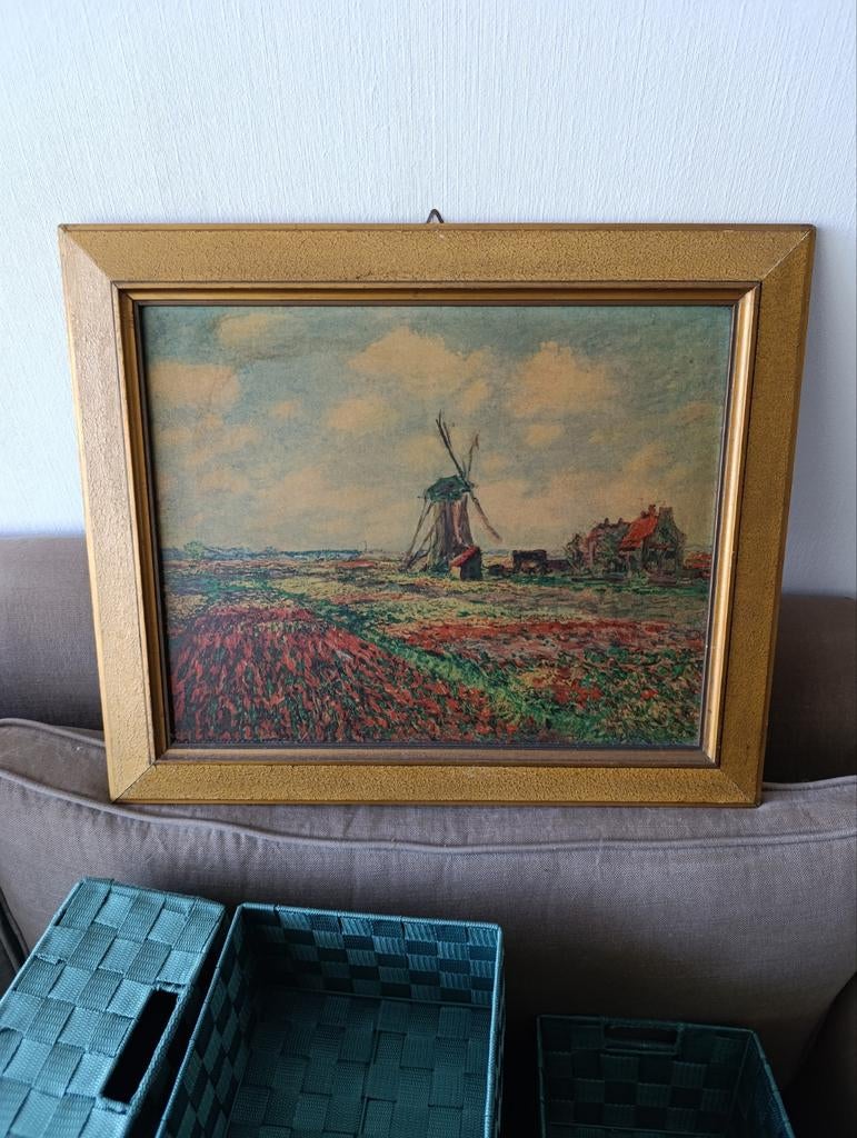 Mooi Schilderij met Molen en Tulpenveld, Antiek en Kunst, Ophalen