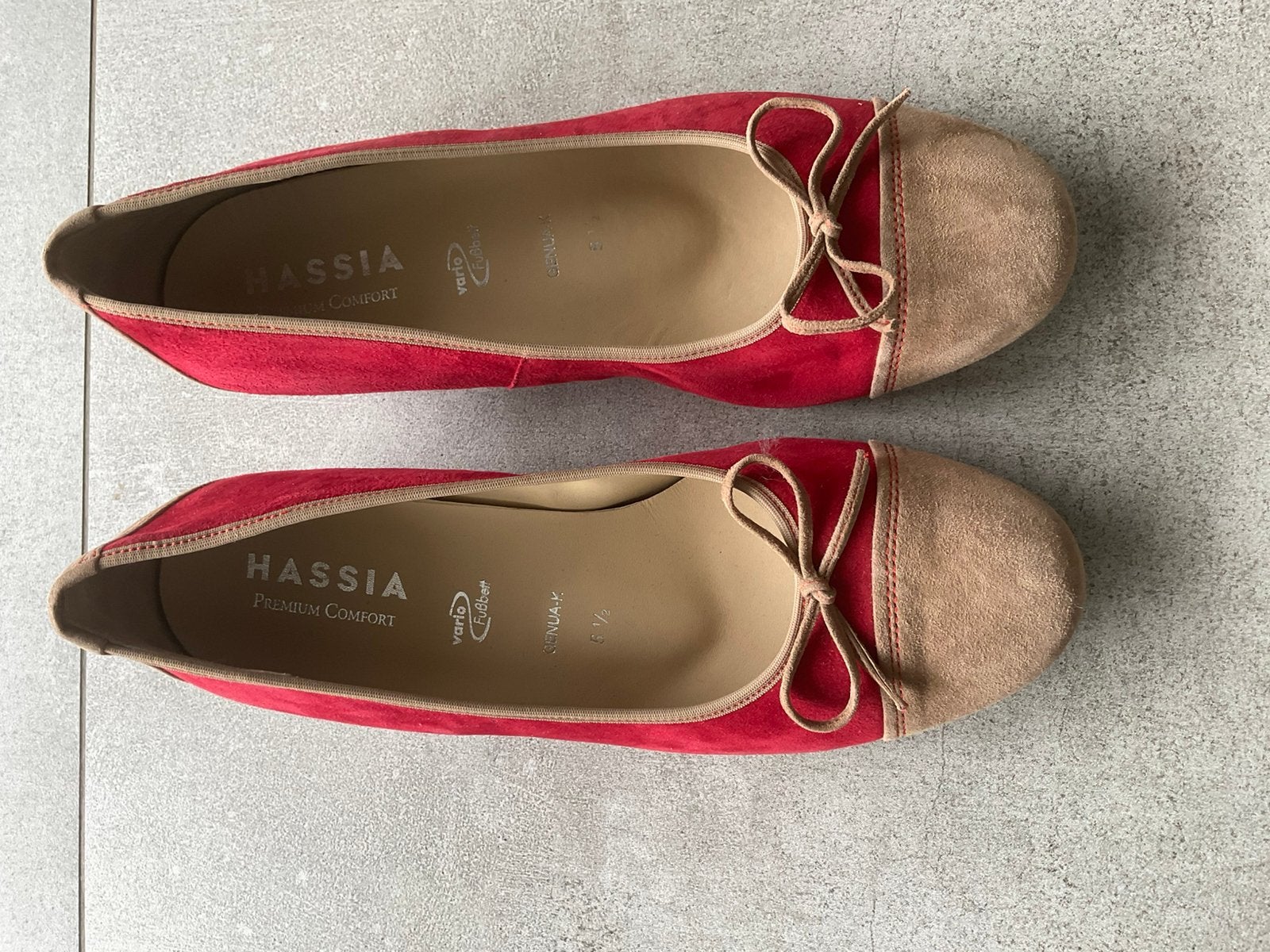 Hassia ballerina's rood/beige - maat 5.5 (38.5), Ophalen of Verzenden, Zo goed als nieuw, Rood, Ballerina's