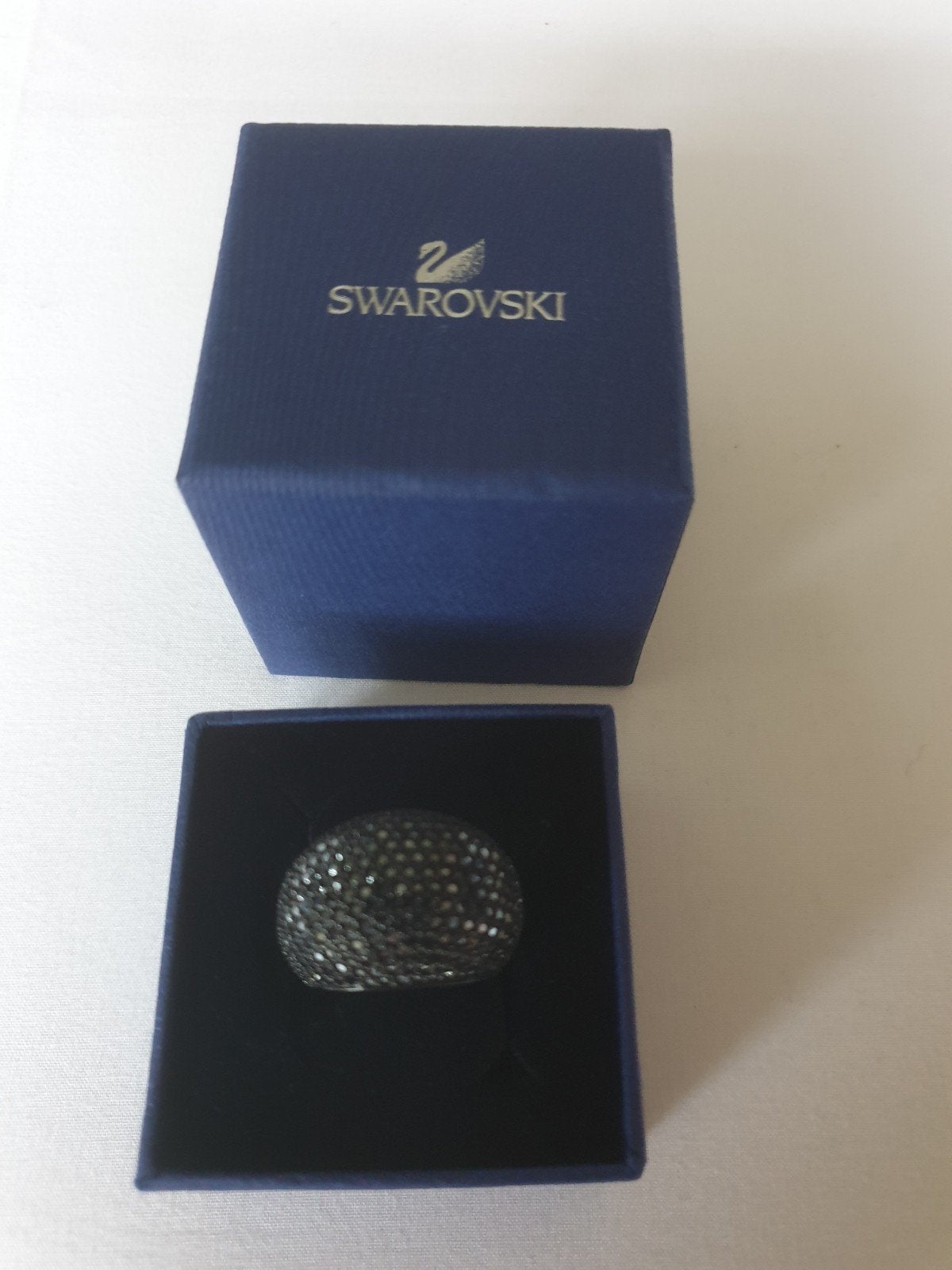 Swarovski zwarte ring maat 55, Met kristal, Overige materialen, Verzenden, Zwart