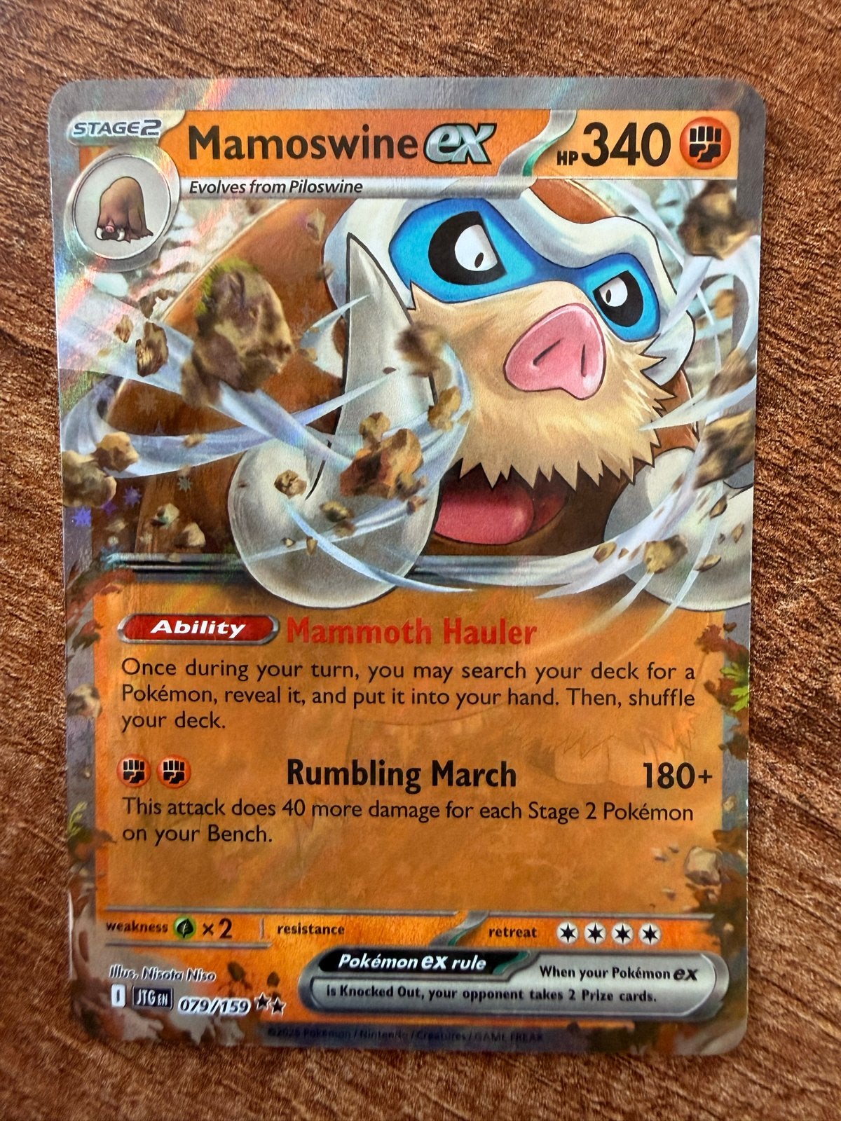 Mamoswine ex 079/159 - Journey Together Pokémon Kaart, Ophalen of Verzenden, Zo goed als nieuw, Losse kaart, Foil