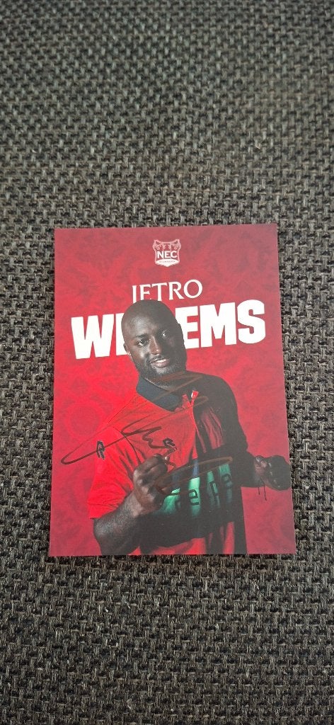 Spelerskaart met handtekening; Jetro Willems # NEC PSV, Ophalen of Verzenden, Nieuw, Overige binnenlandse clubs, Spelerskaart