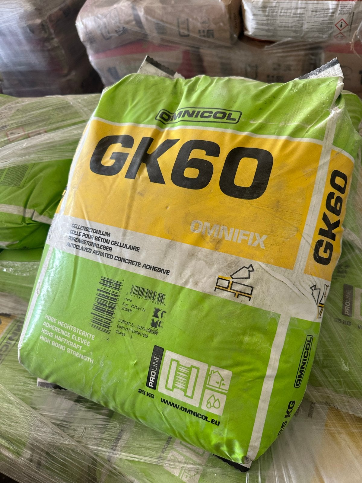 3 Pallets Omnicol GK60 Cellenbetonlijm - Prima Staat!, Doe-het-zelf en Verbouw, Ophalen of Verzenden, Nieuw