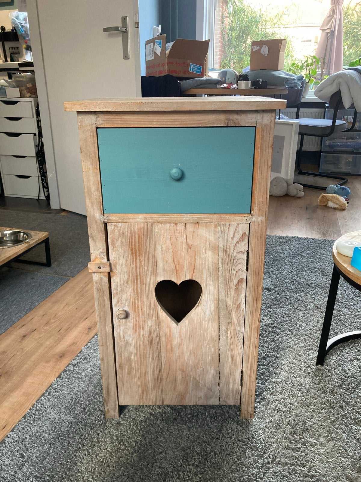 2 Leuke kleine houten kastjes met lade en hartje, Ophalen of Verzenden, Gebruikt