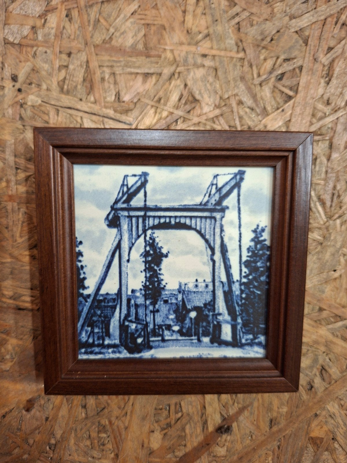Klein vintage tegeltje oude brug, Ophalen of Verzenden