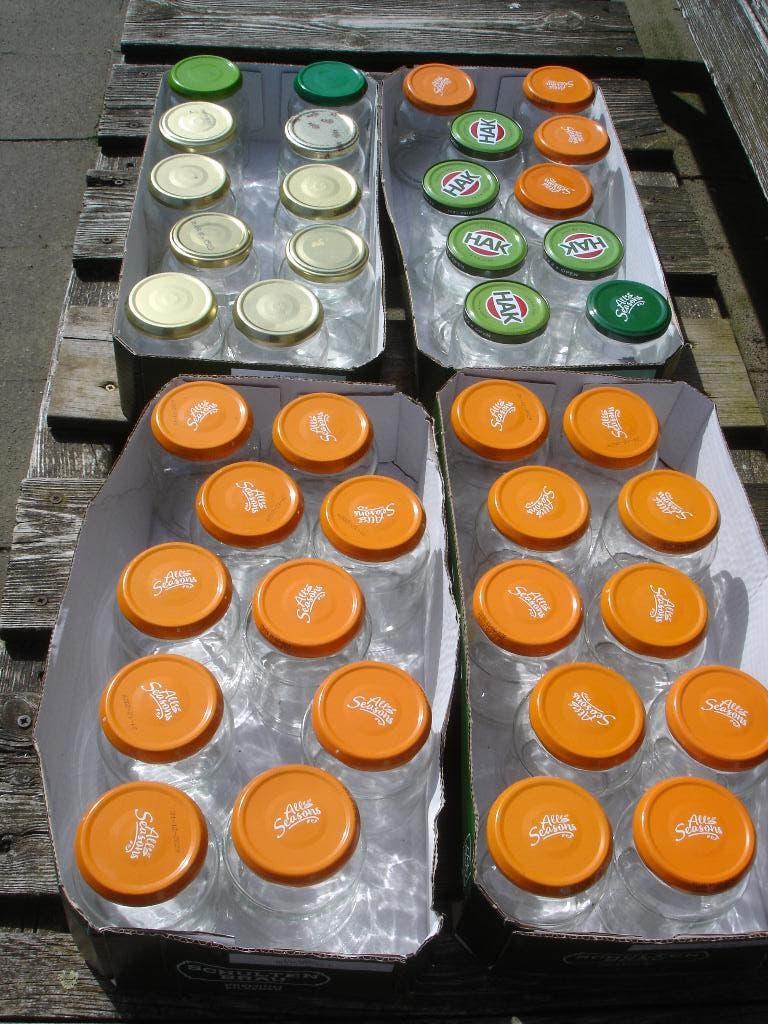 52 glazen potjes / inmaak potjes / hak potjes, Ophalen, Zo goed als nieuw, Overige merken, Glas