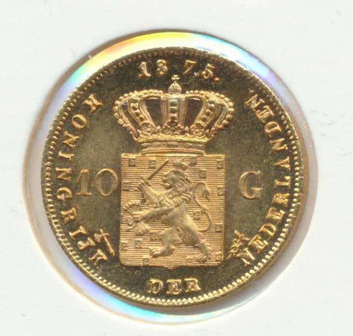 Nederland gouden tientje 1875 Willem 3