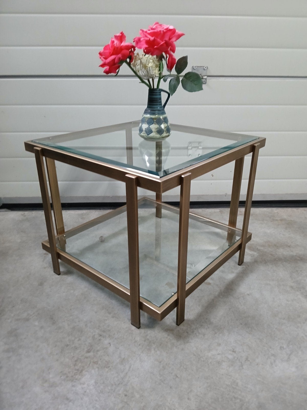 stijlvolle vintage salontafel / bijzettafel, Ophalen, 50 tot 100 cm, Vierkant, 50 tot 100 cm