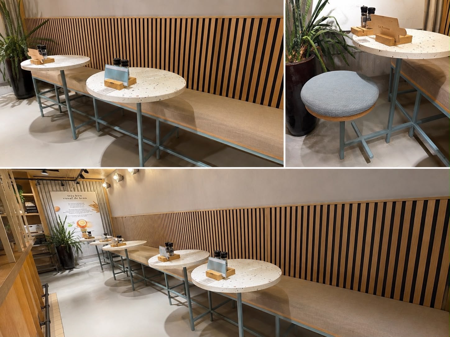 Complete horeca inrichting met banken en tafels, Ophalen of Verzenden, Gebruikt, Stof