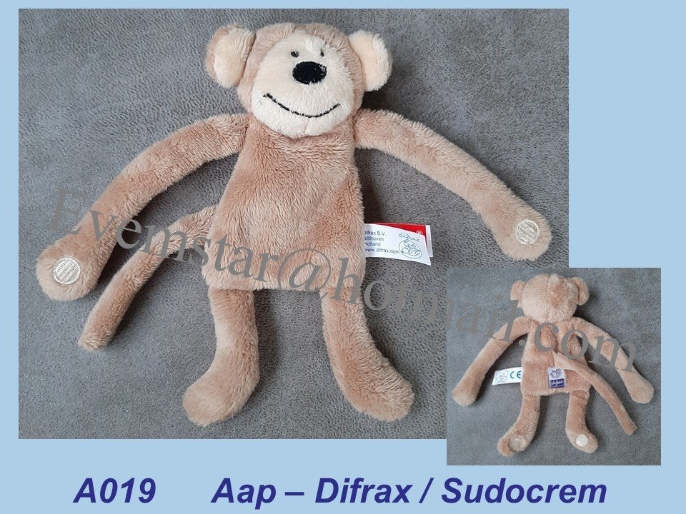 A019 Aap - Difrax / Sudocrem aapje Mario (kleine uitvoering), Ophalen, Zo goed als nieuw, Aap
