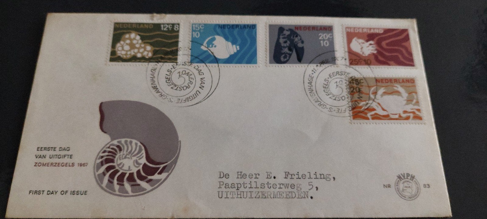 eerste dag envelop nederland e83 Zomer 1967, Ophalen, Beschreven, Nederland