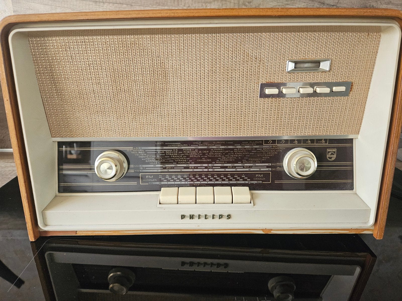 Vintage Philips B1X02A buizenradio - werkend, Ophalen, Gebruikt, Radio