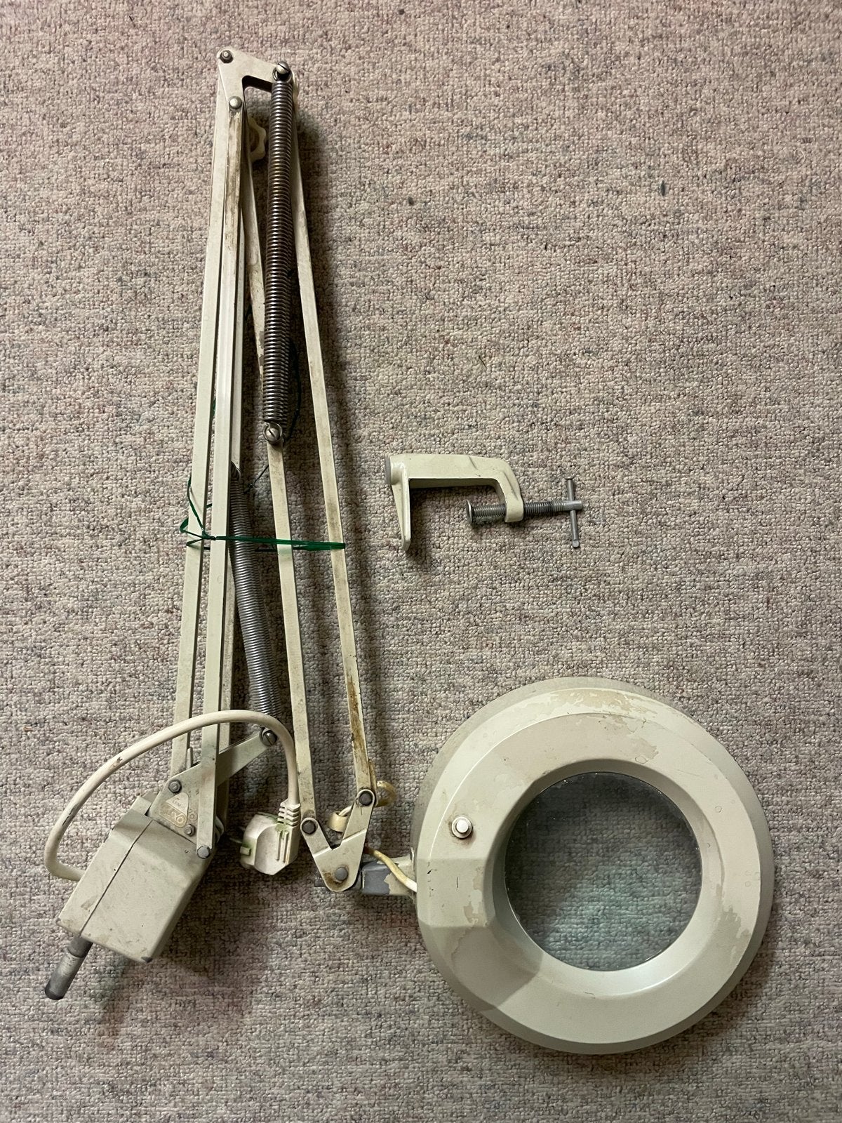 Vintage vergrootglas lamp met klem - Ideaal voor hobby, Ophalen, Vintage, Gebruikt, Metaal