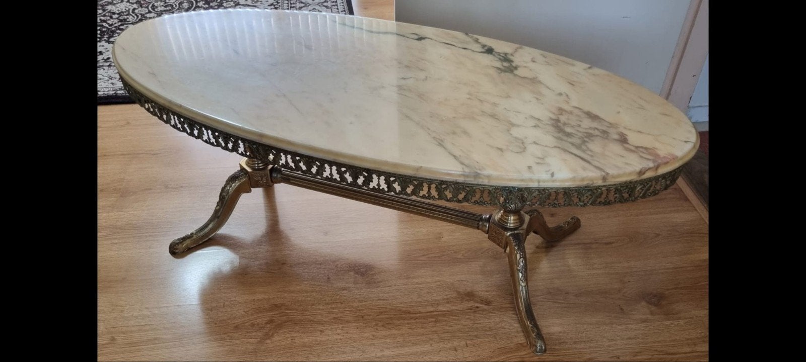 Marmeren Salontafel Ovaal, Ophalen, Overige materialen, Gebruikt, 100 tot 150 cm