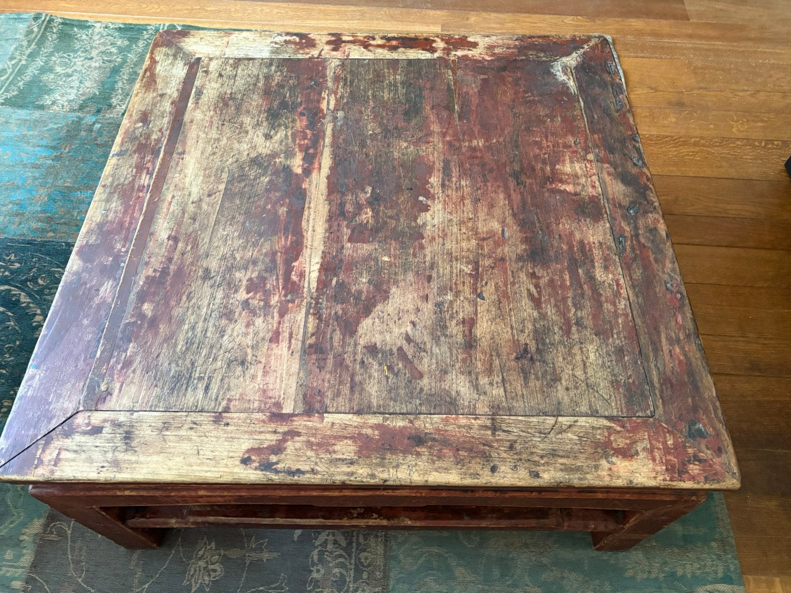 Sfeervolle salon tafel, Huis en Inrichting, Tafels | Salontafels, Ophalen, Gebruikt, 100 tot 150 cm, Vierkant