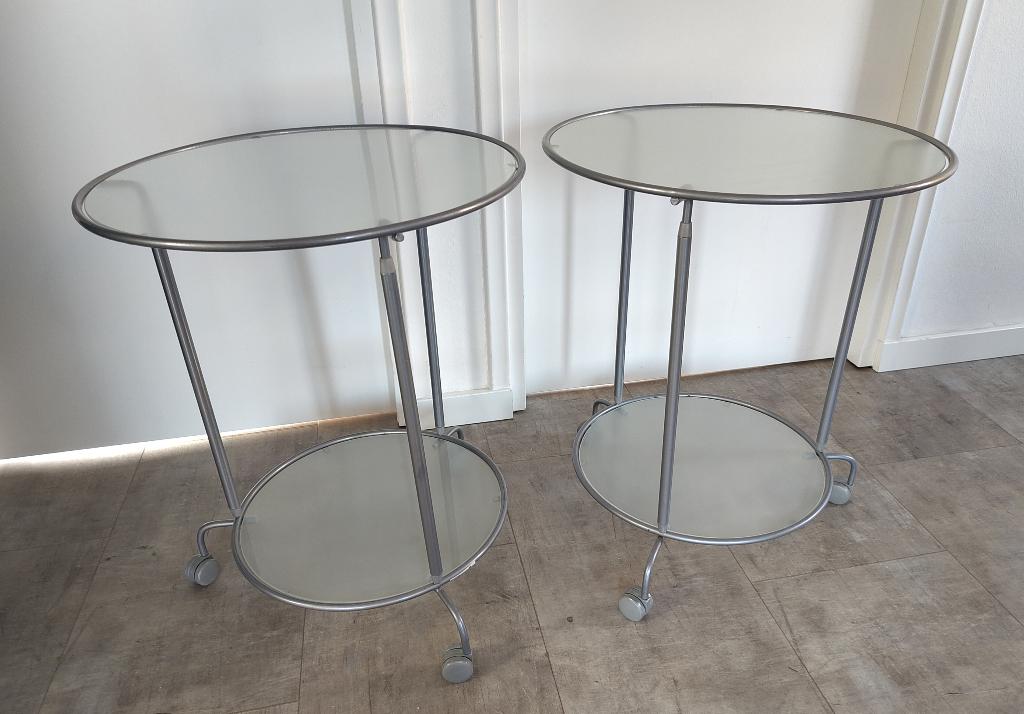 Ikea bijzettafels (2) Model Heimdal, Ophalen, Minder dan 55 cm, Metaal of Aluminium, Rond