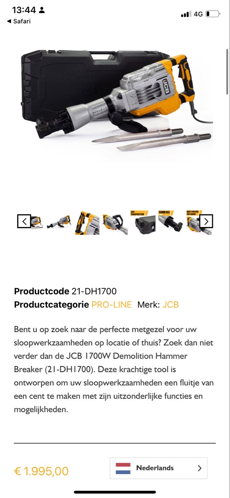 JCB 1700W Sloophamer - Krachtig en Efficiënt, Ophalen, Nieuw