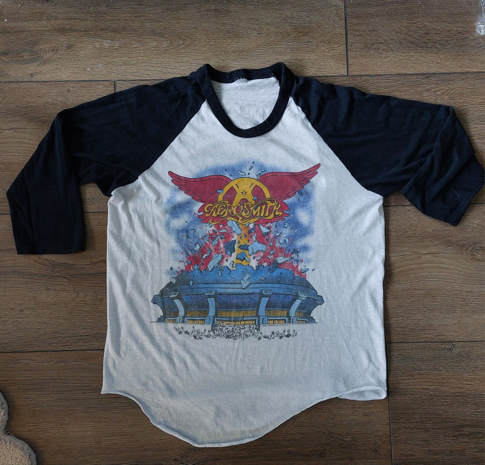 Origineel vintage Aerosmith shirt 1982, Ophalen, Gedragen, Maat 48/50 (M)