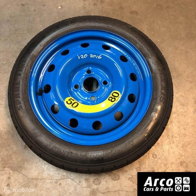 Hyundai i20 Thuiskomer 125-80-15 Inch Origineel 2014-2018, Gebruikt, 15 inch, Ophalen of Verzenden, Personenwagen