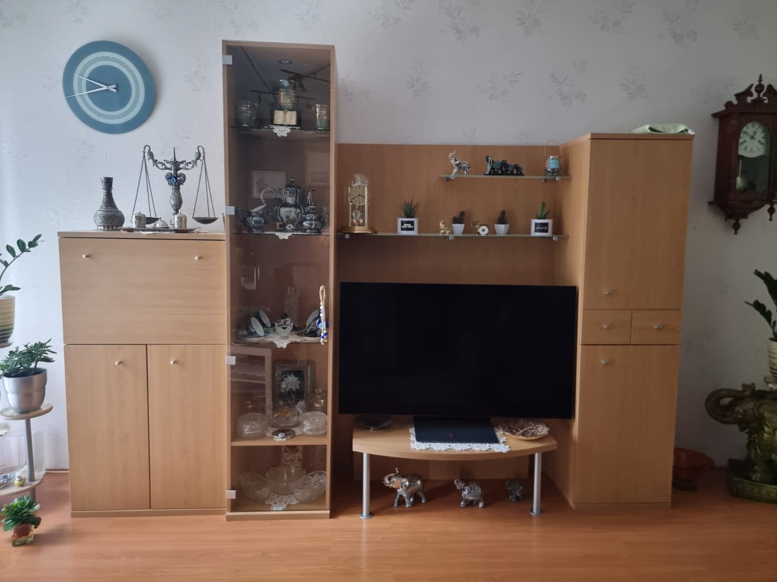 4 delige eiken wandkast, Ophalen, Zo goed als nieuw, Minder dan 150 cm, Minder dan 100 cm