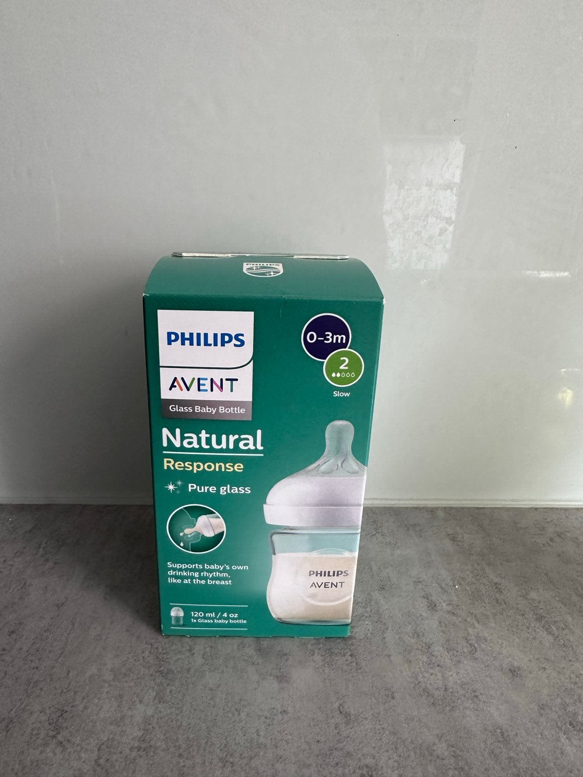 Philips Avent Natural Response glazen fles 120ml - Nieuw, Ophalen, Nieuw, Philips Avent, Babyfles