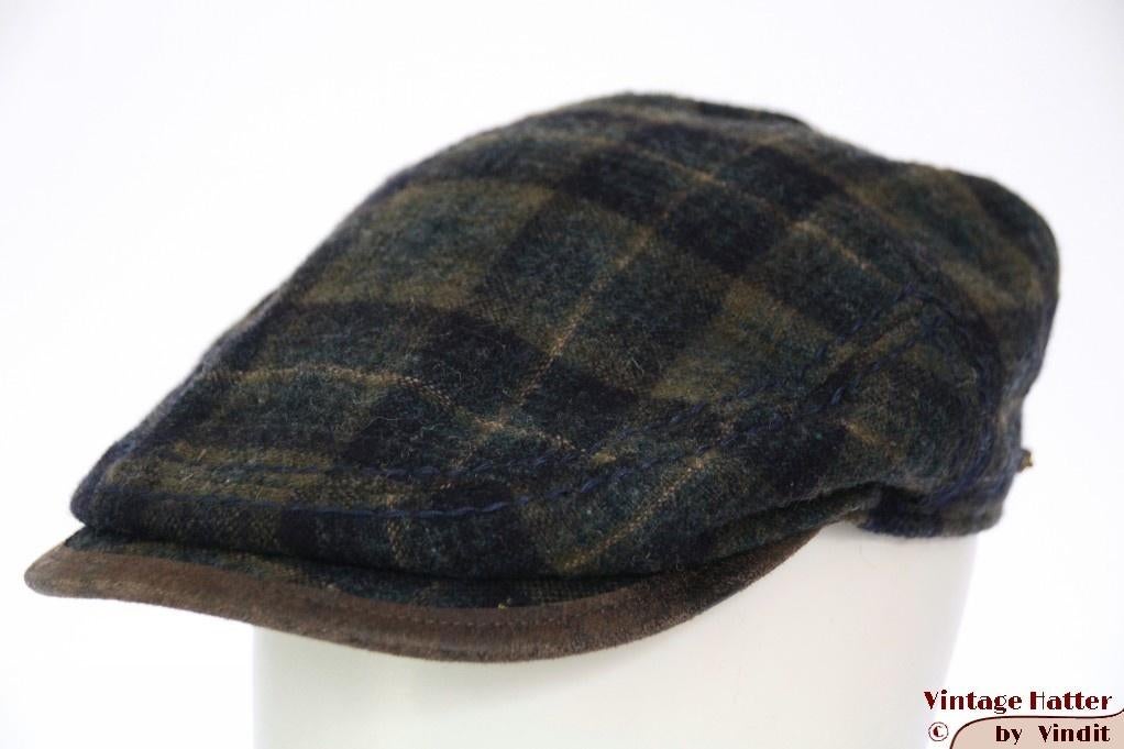 Vintage Platte pet Stetson blauw groen geruit oorwarmer 59, Stetson - Woolrich, Ophalen of Verzenden, 58 of 59 cm (L, 7¼ of ⅜ inch)