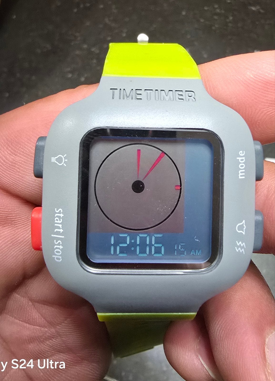 Time Timer Watch PLUS Horloge Limegroen/Grijs - ZGAN, Ophalen of Verzenden, Zo goed als nieuw, Jongen of Meisje