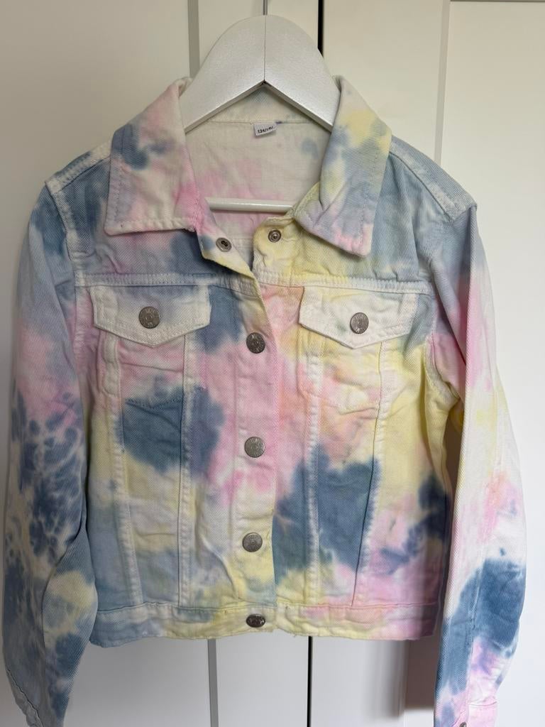 Zeeman tie dye jas / spijkerjasje model maat 134/140 - zgan, Ophalen of Verzenden, Zo goed als nieuw, Meisje, Jas
