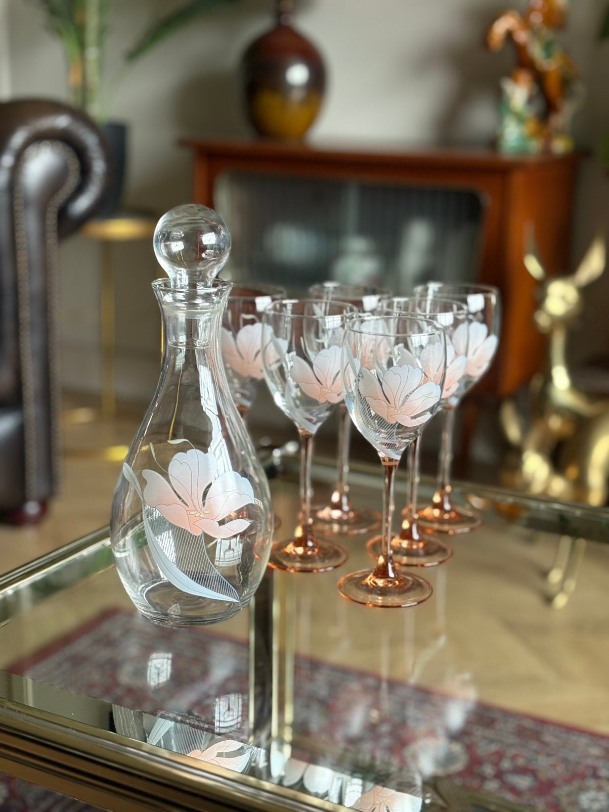 Luminarc France  Jaren ‘80’vintage glazen set met karaf, Antiek en Kunst, Ophalen of Verzenden